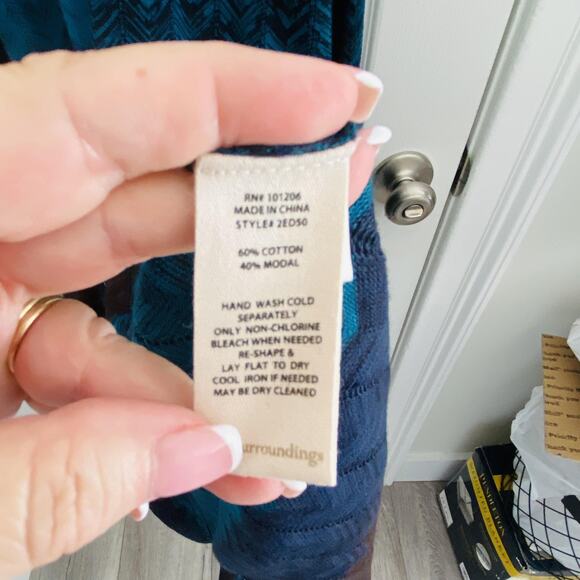 Soft Surroundings Duster Sweater Womens Medium Open Front Long Cardigan chevron - Picture 5 of 7